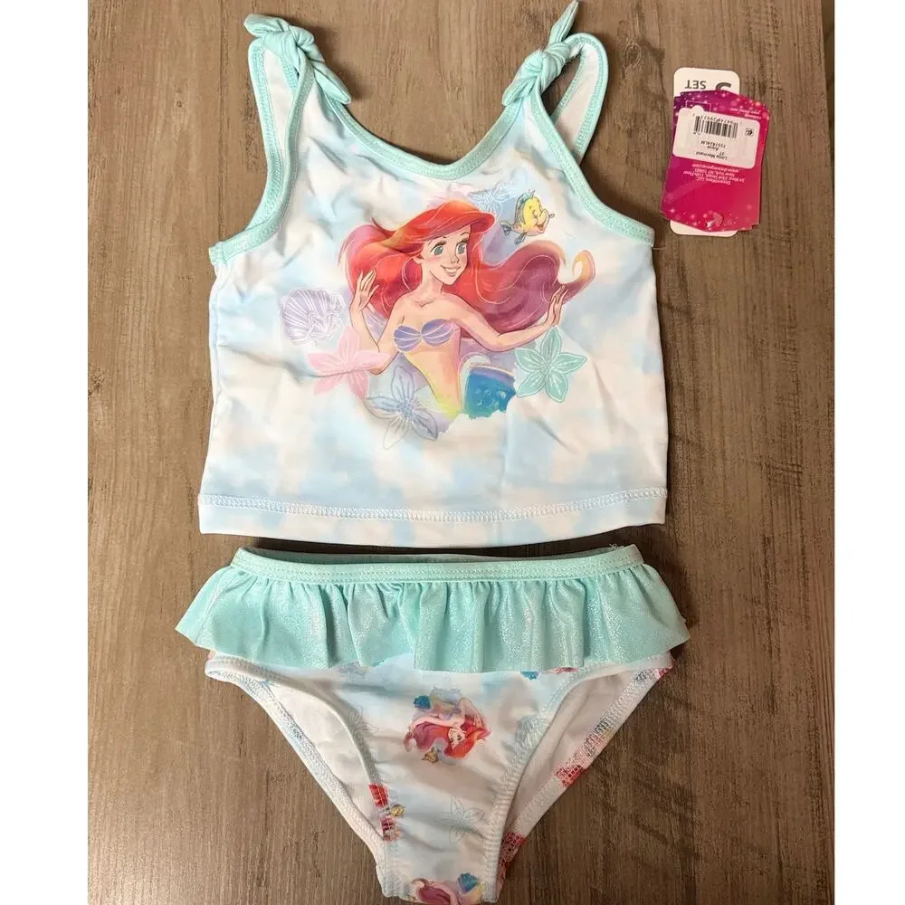 Disney Princess The Little Mermaid 3-Piece Swimsuit Set UPF 50+ Aqua Size 3T
